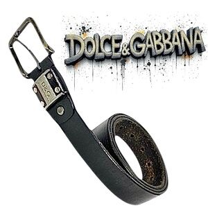 Dolce & Gabbana Designer Sophisticated Mens Black Leather Belt Size 40 Pre-Owned